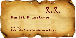 Karlik Krisztofer névjegykártya